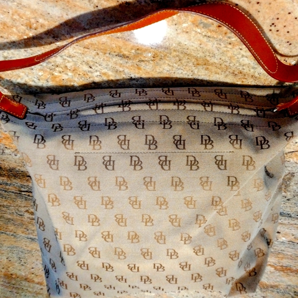 Dooney Brown D&B Logo Signature Satchel Tote